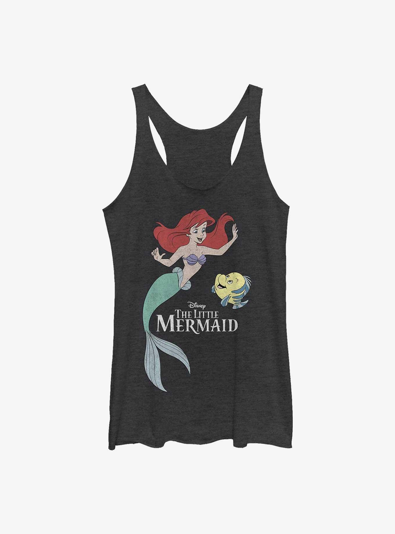 Disney The Little Mermaid Friends Ariel and Flounder Womens Tank Top, BLK HTR, hi-res