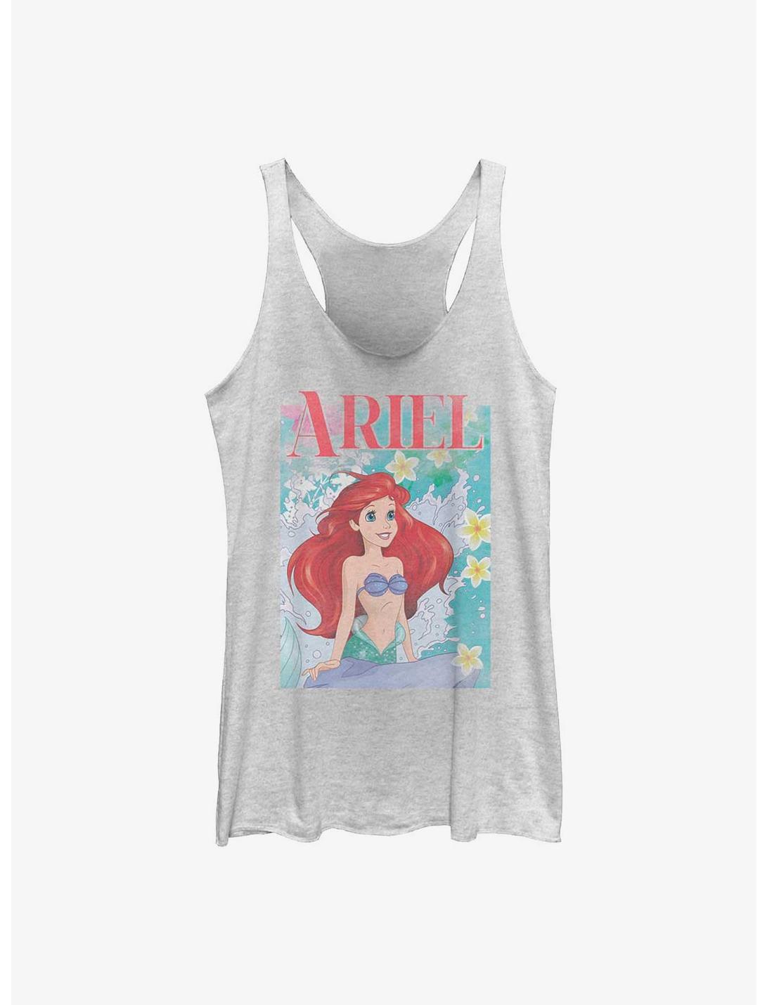 Disney The Little Mermaid Ariel Crashing Waves Poster Womens Tank Top, WHITE HTR, hi-res