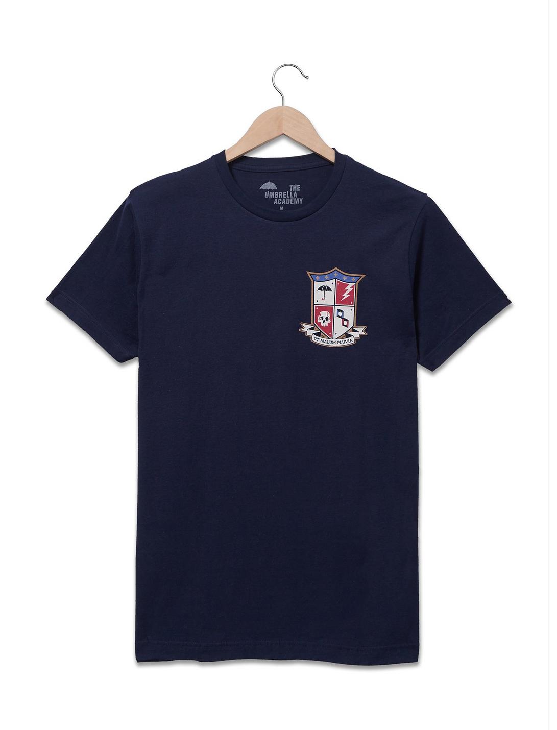 The Umbrella Academy Crest T-Shirt — BoxLunch Exclusive, NAVY, hi-res