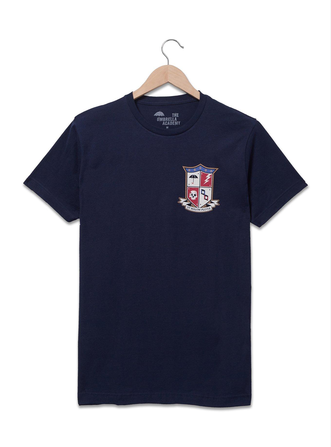 The Umbrella Academy Crest T-Shirt &mdash; BoxLunch Exclusive, NAVY, hi-res
