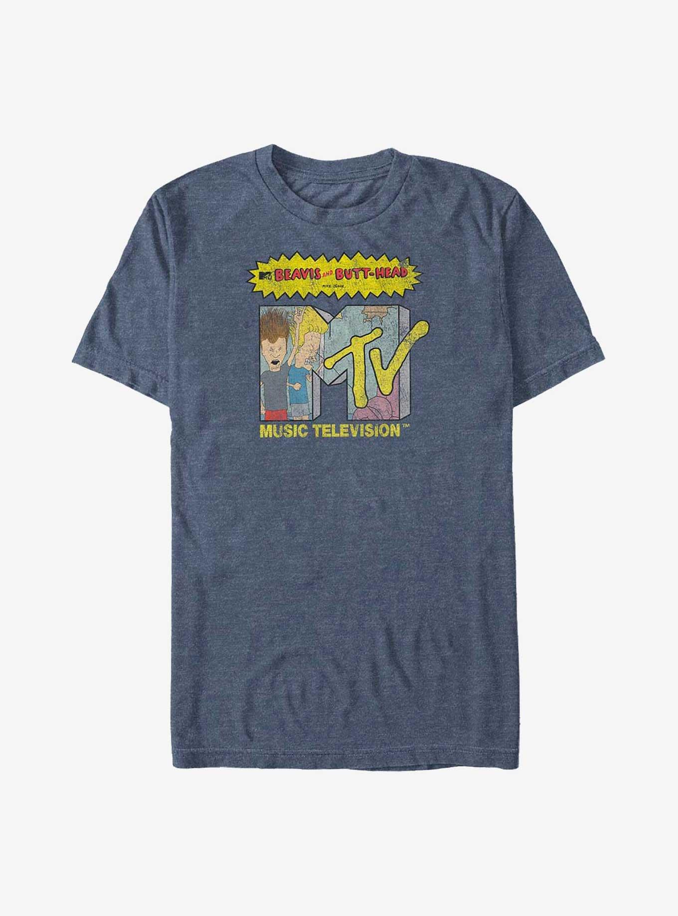 MTV Beavis and Butt-Head Fill Logo Big & Tall T-Shirt, NAVY HTR, hi-res