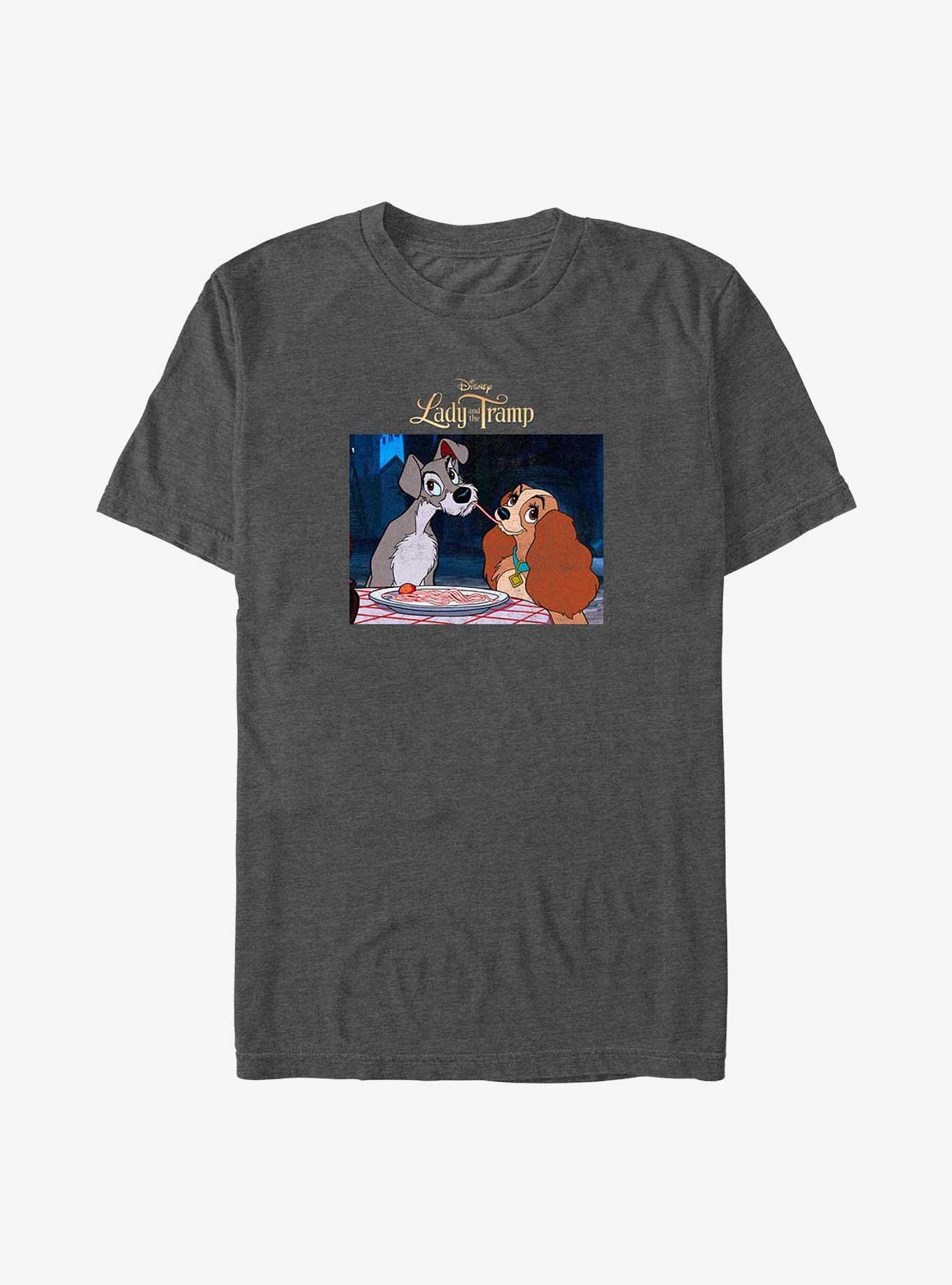 Disney Lady and the Tramp Spaghetti Scene Big & Tall T-Shirt, CHAR HTR, hi-res