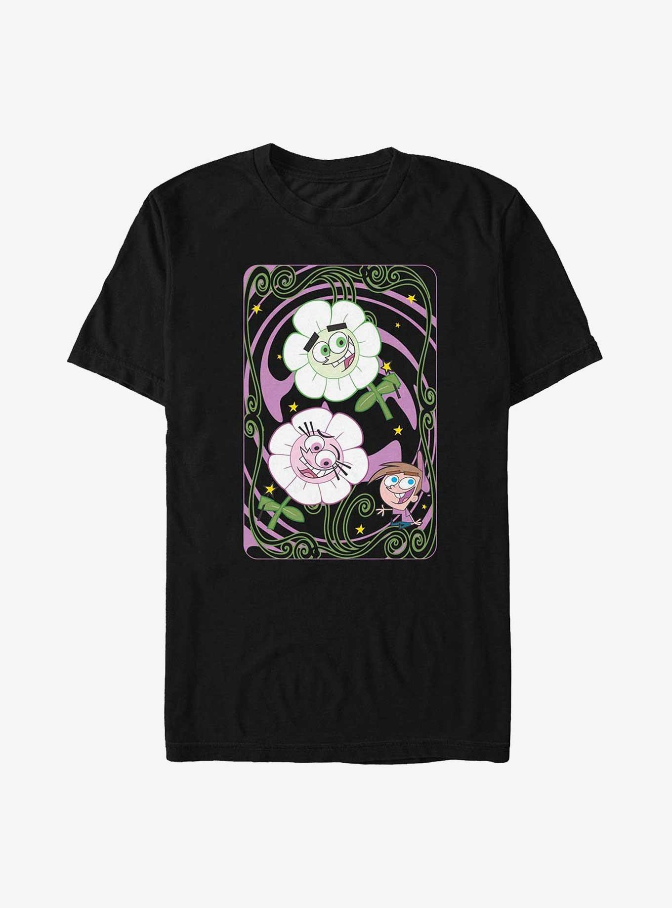 Nickelodeon Fairly Odd Parents Flower Card Big & Tall T-Shirt, BLACK, hi-res