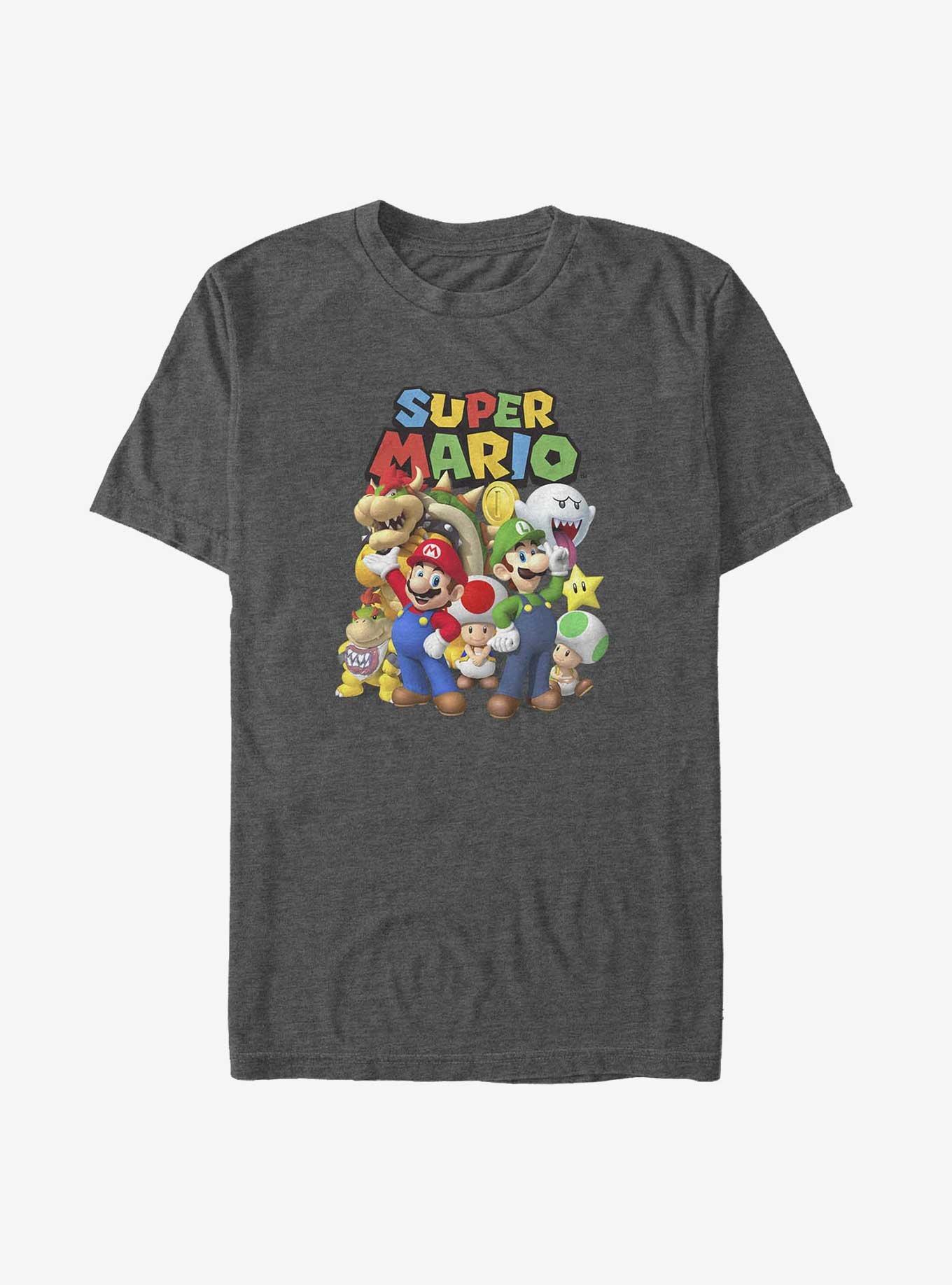 Nintendo Super Mario Group Big & Tall T-Shirt, CHAR HTR, hi-res