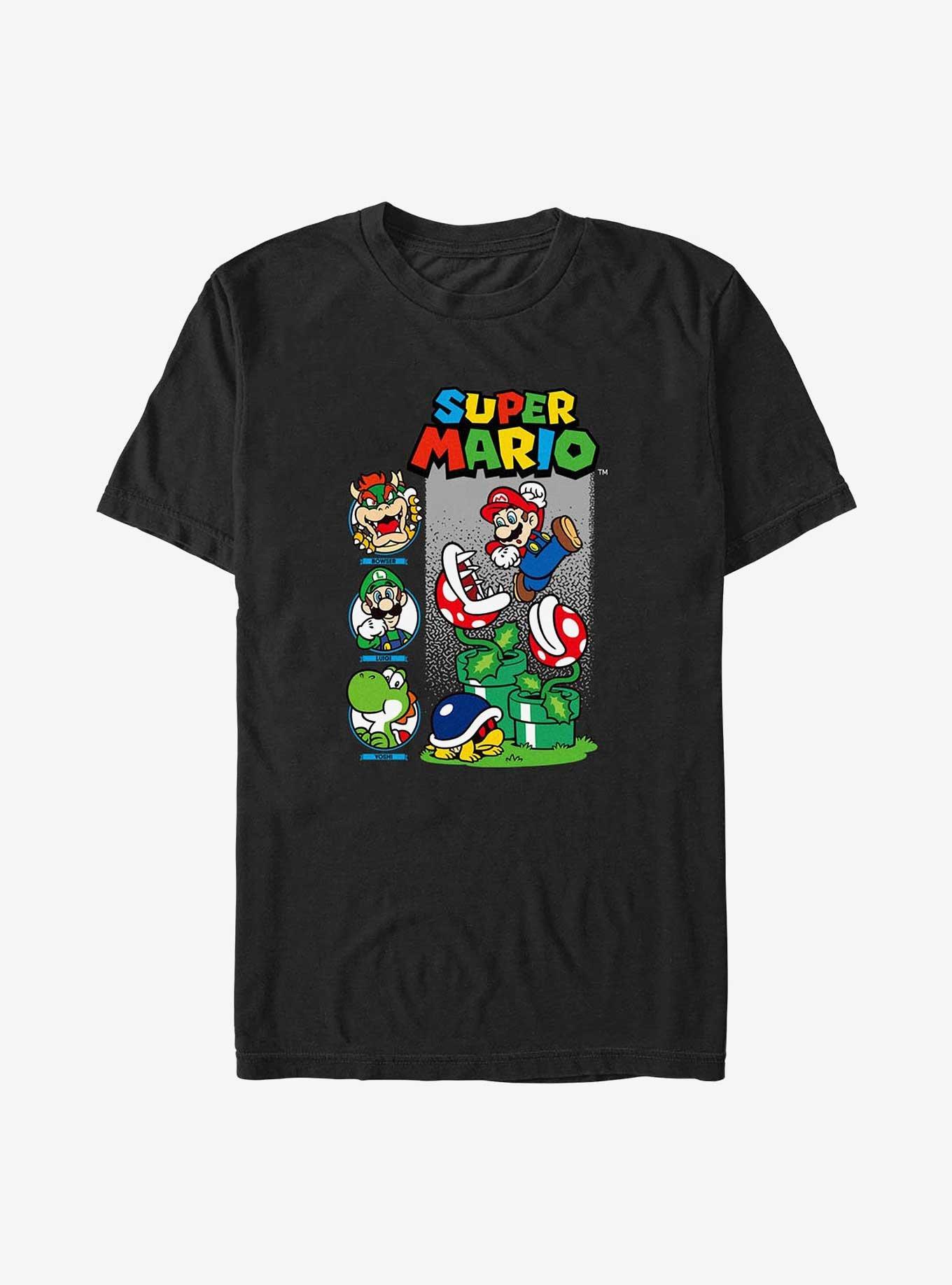 Mario Watch Out For The Pakkun Flowers Big & Tall T-Shirt, BLACK, hi-res