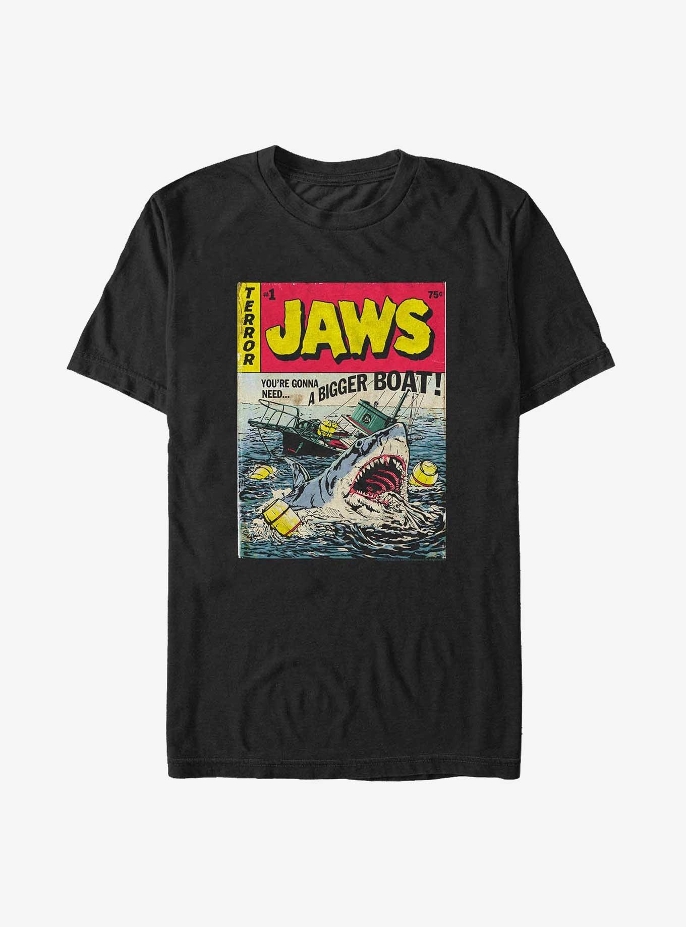 Jaws Terror Attack Comic Cover Big & Tall T-Shirt, BLACK, hi-res