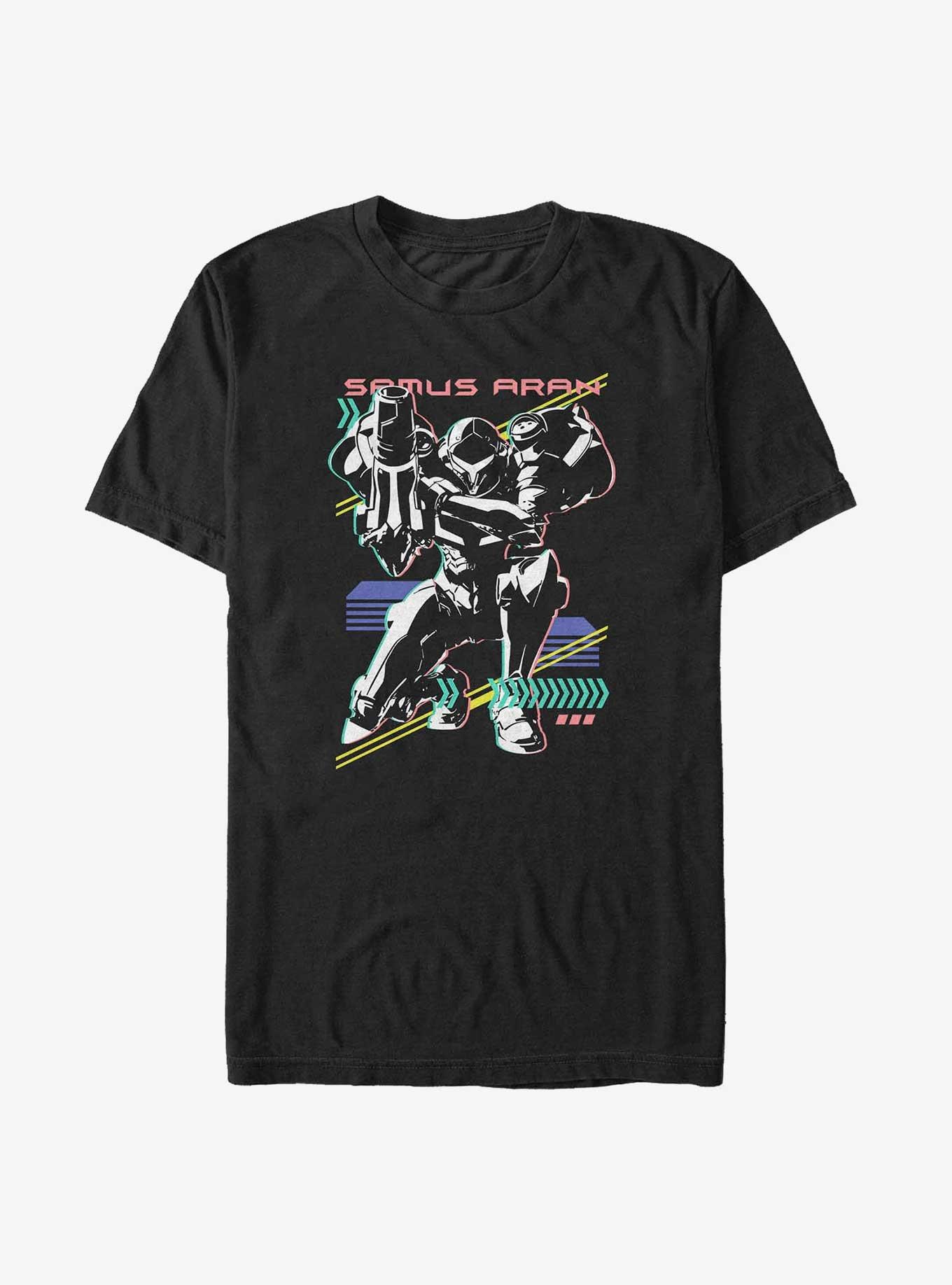 Metroid Samus Aran Neon Big & Tall T-Shirt, BLACK, hi-res