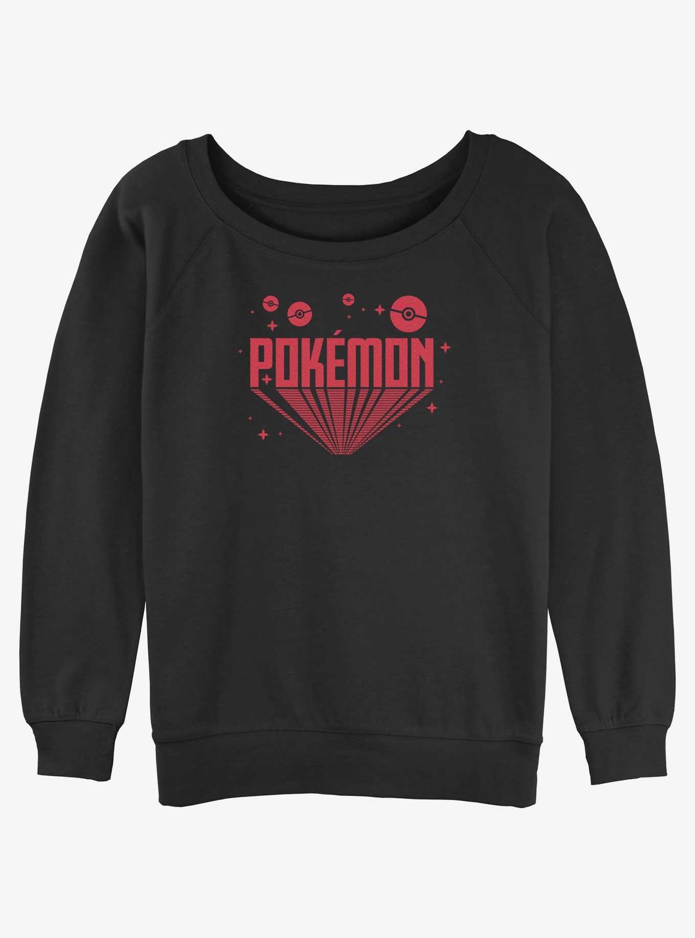 Pokemon Retro Title Womens Slouchy Sweatshirt, BLACK, hi-res