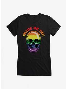 Pride Rainbow Skull Pride Or Die Girls T-Shirt, , hi-res