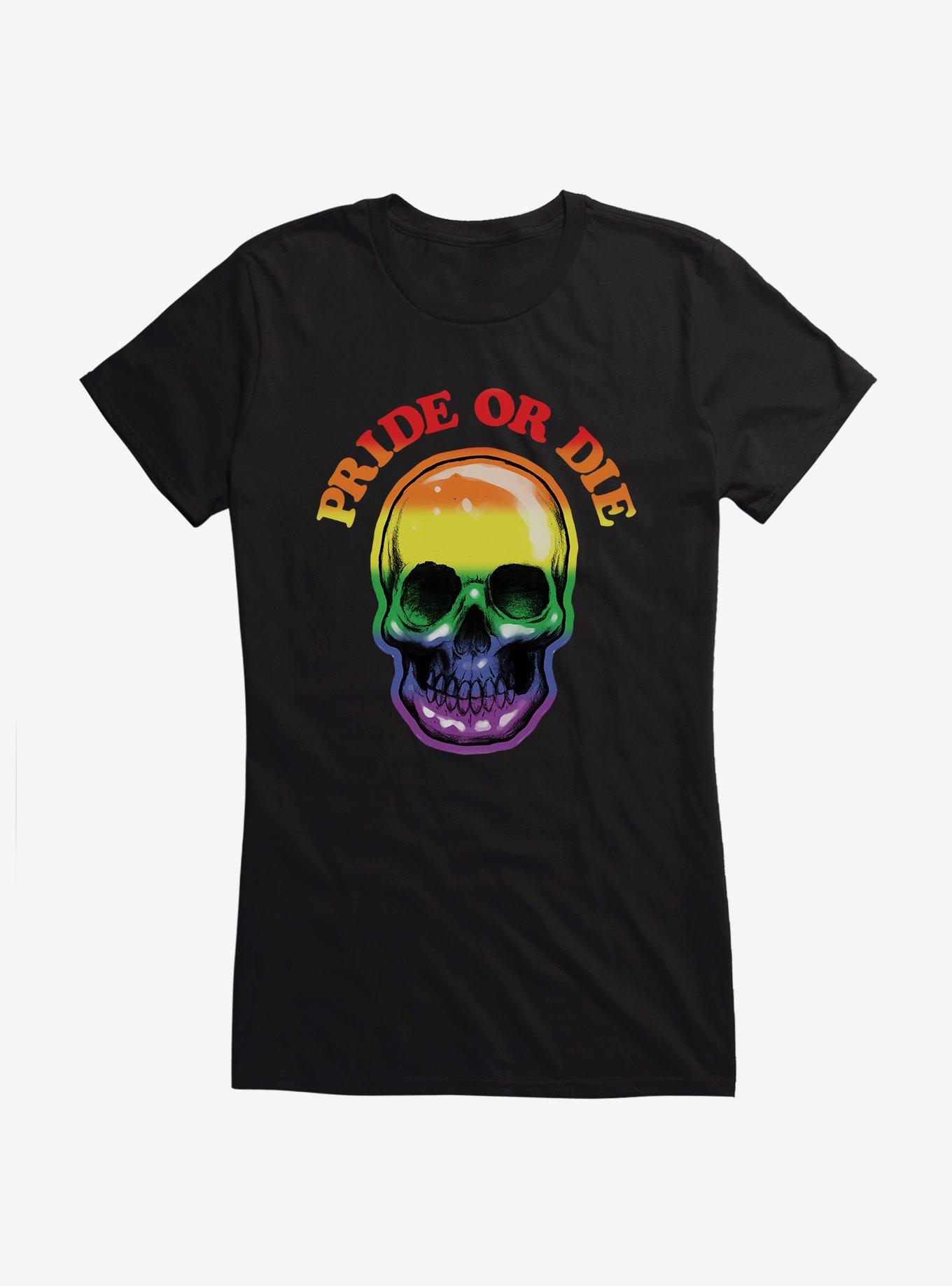 Pride Rainbow Skull Pride Or Die Girls T-Shirt, , hi-res