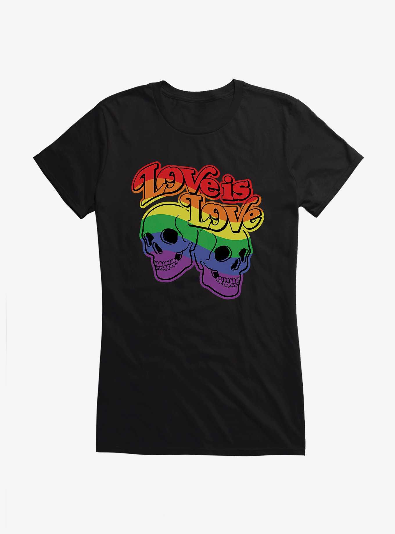 Pride Love Is Love Skulls Girls T-Shirt, , hi-res