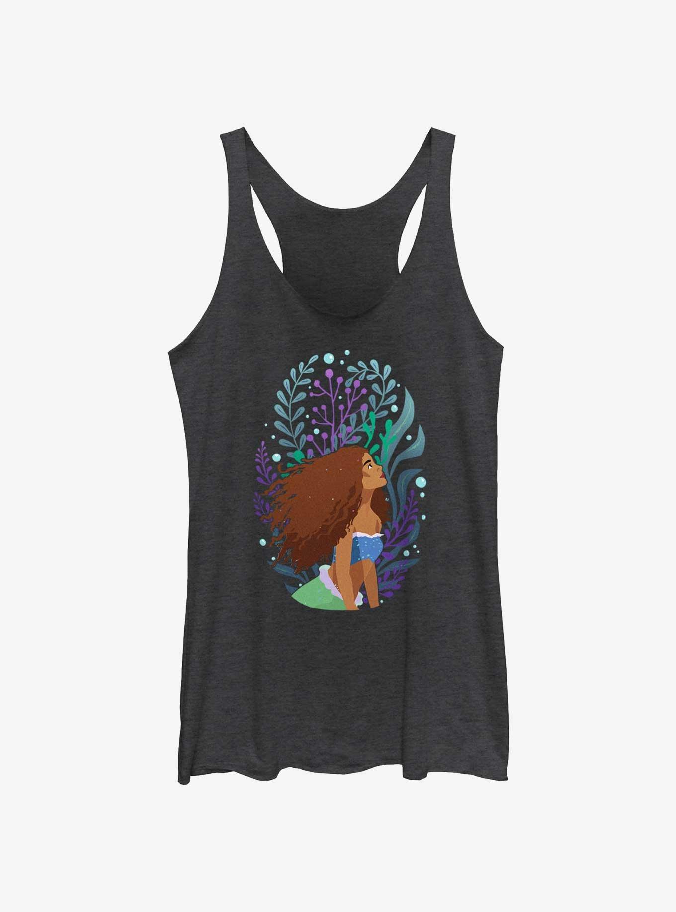 Disney The Little Mermaid Live Action Ariel Sea Plants Portrait Womens Tank Top, BLK HTR, hi-res