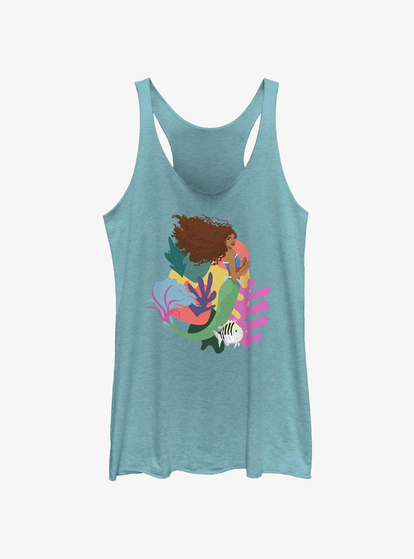 Disney The Little Mermaid Live Action Ariel With Flounder Womens Tank Top, TAHI BLUE, hi-res