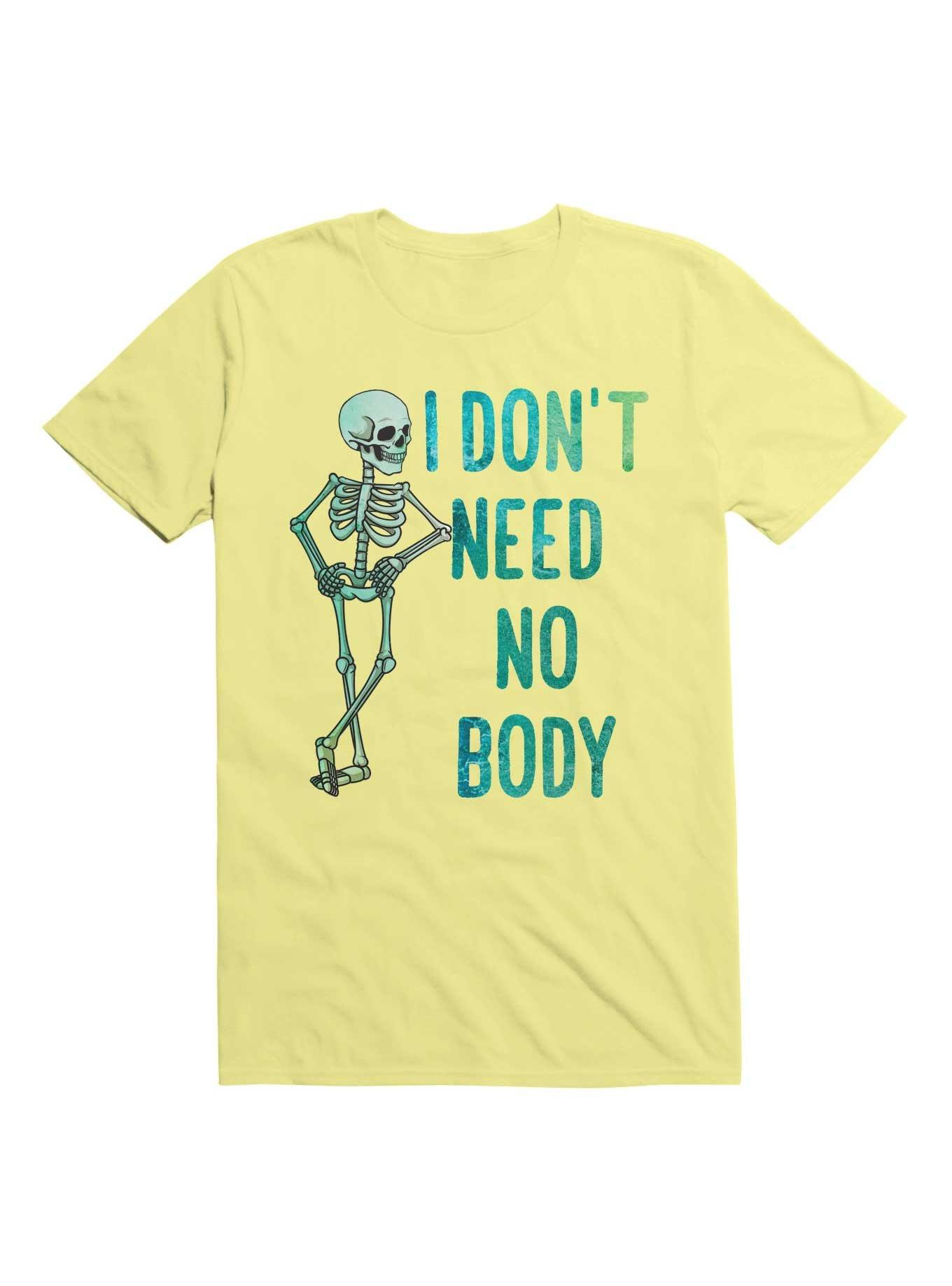 I Don't Need No Body Skeleton T-Shirt, CORN SILK, hi-res