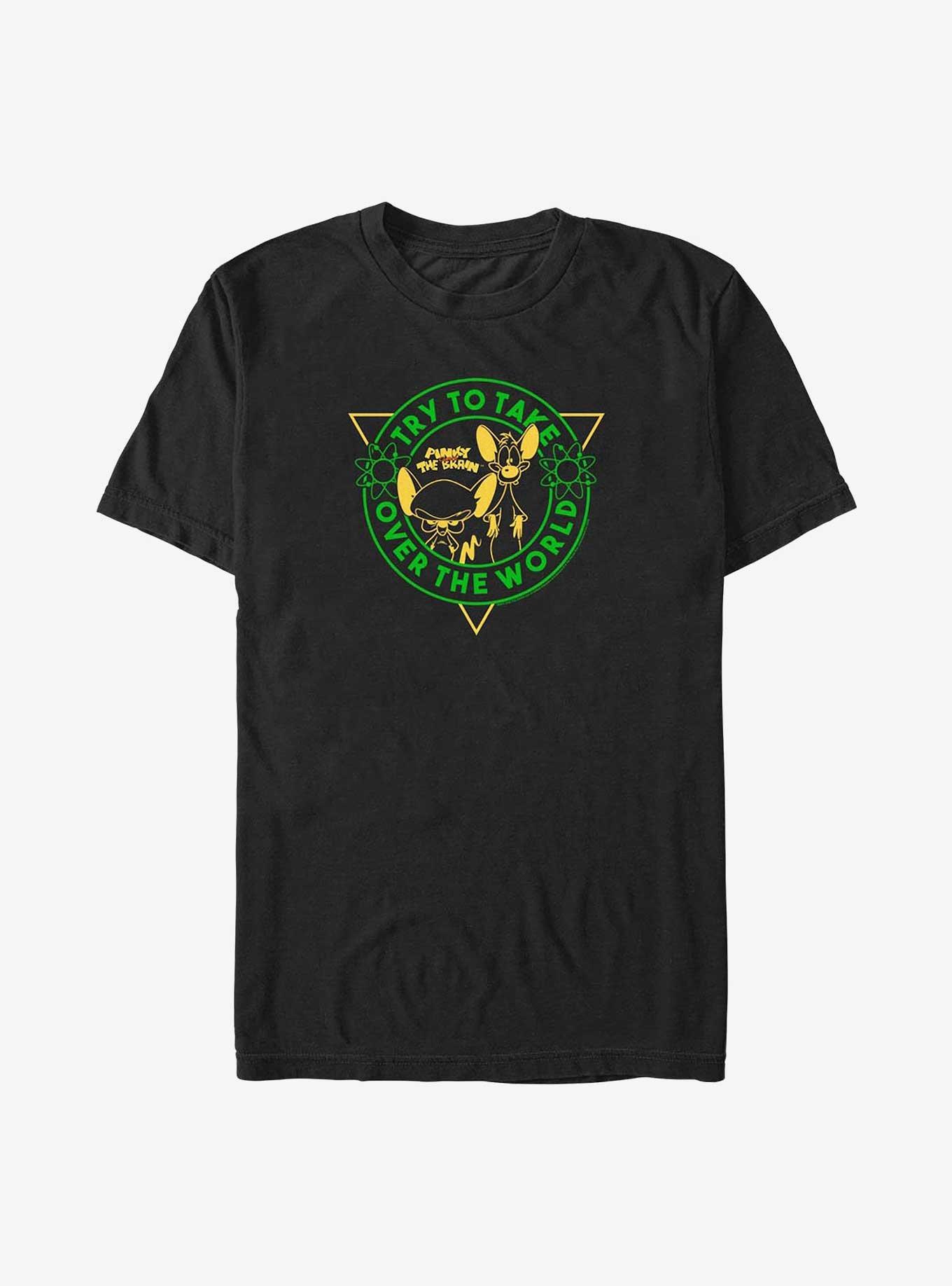 Pinky and the Brain Take Over The World Badge Big & Tall T-Shirt