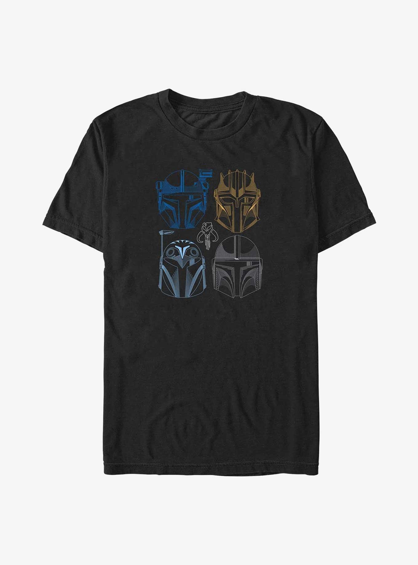 Star Wars The Mandalorian Helmet Line Up Big & Tall T-Shirt, BLACK, hi-res