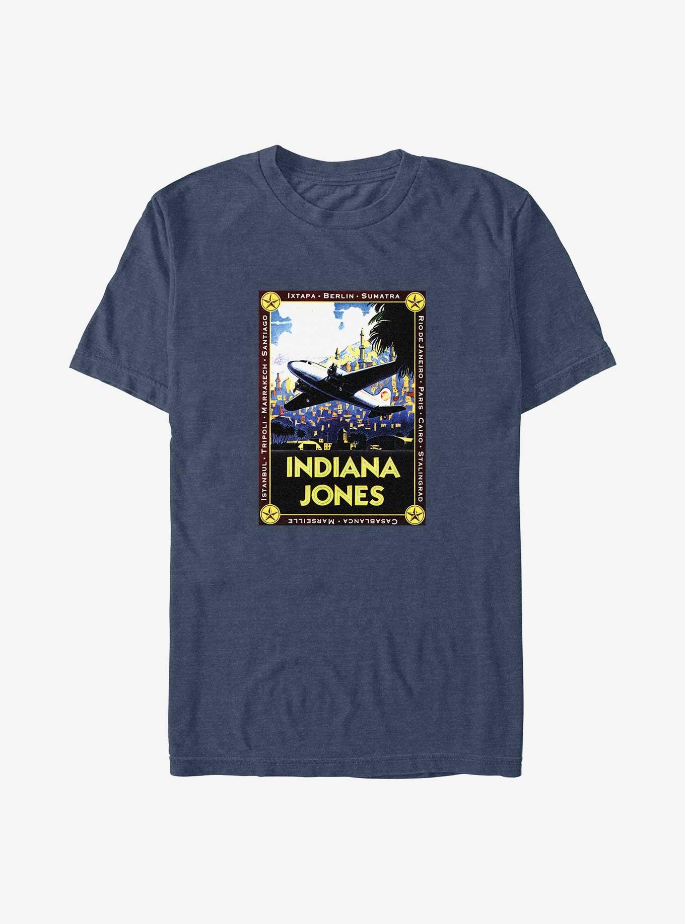 Indiana Jones Cities Postal Big & Tall T-Shirt, NAVY HTR, hi-res
