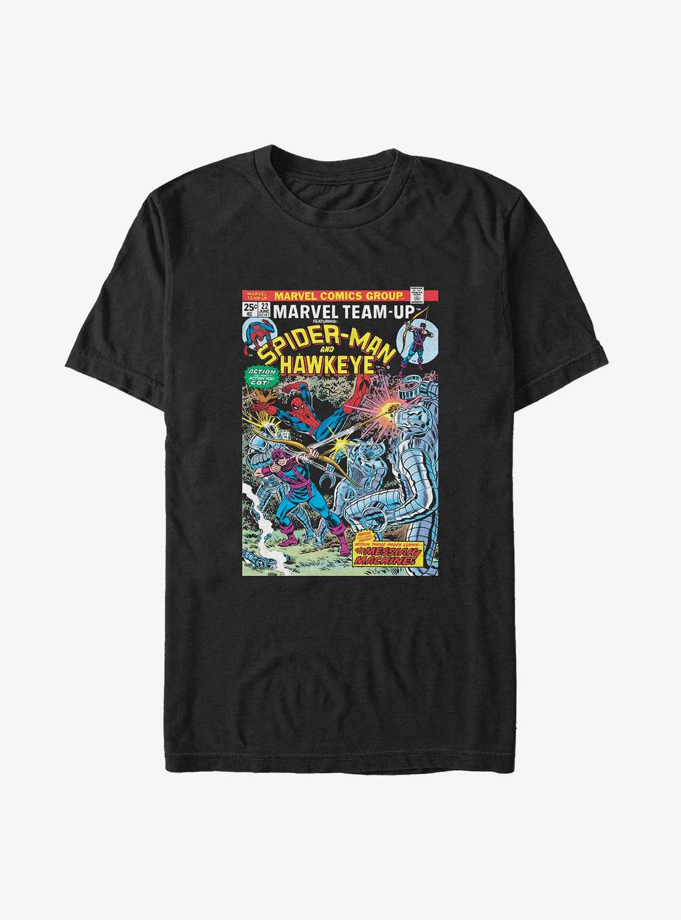 Marvel Spider-Man and Hawkeye Comic Cover Big & Tall T-Shirt, BLACK, hi-res