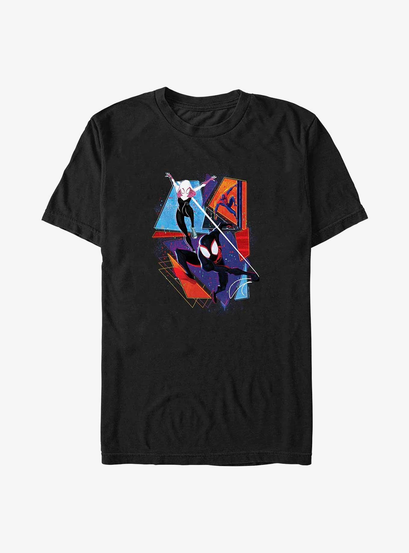 Marvel Spider-Man: Across The Spider-Verse Miles Gwen and Miguel Big & Tall T-Shirt, BLACK, hi-res