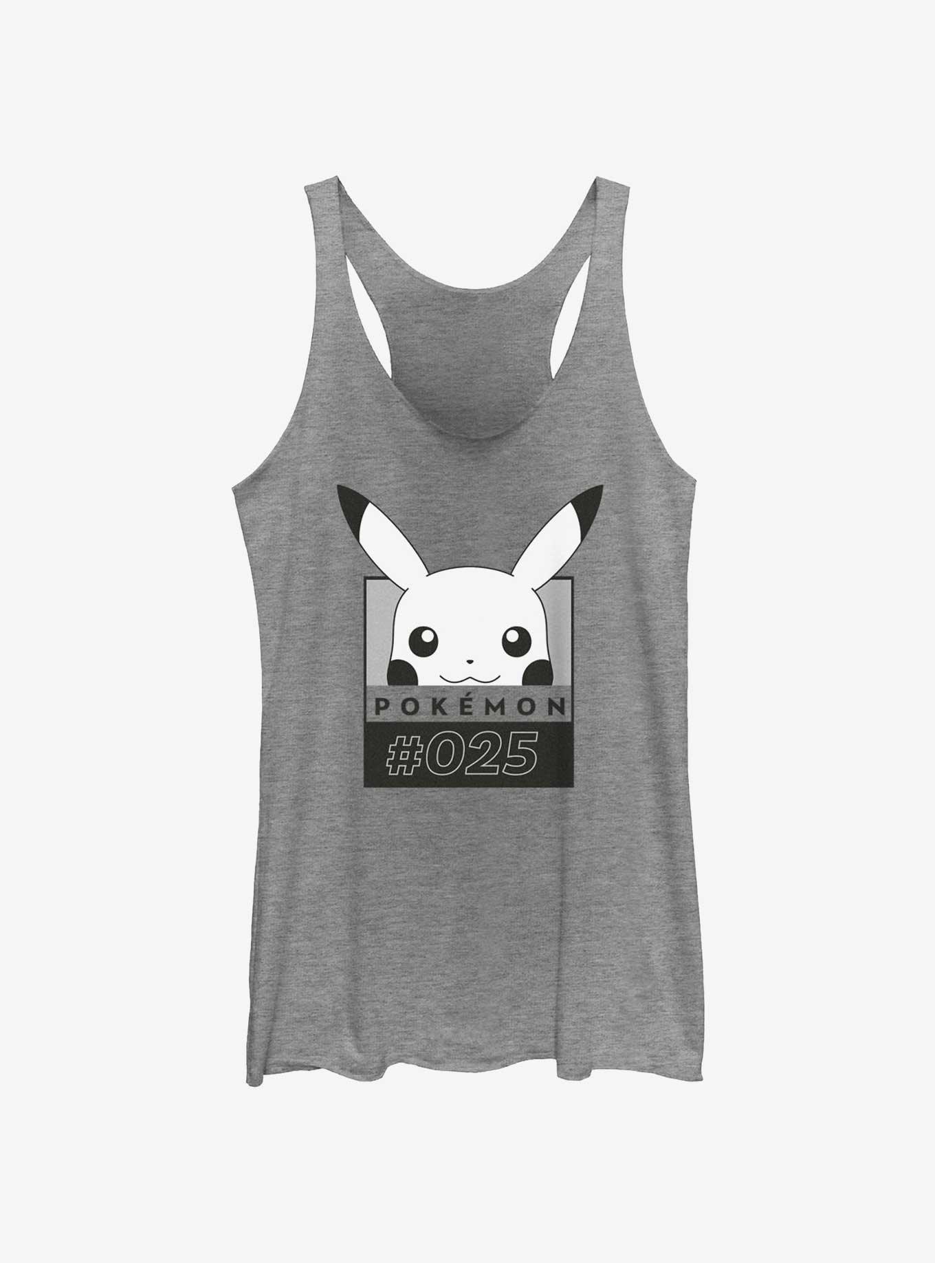 Pokemon Pikachu Face Number Womens Tank Top, GRAY HTR, hi-res