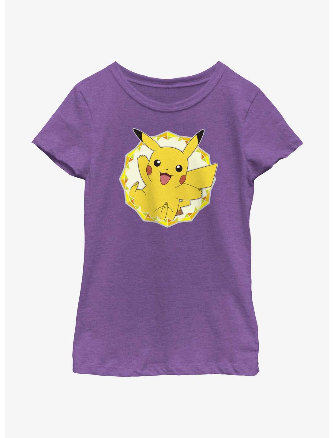 Pokemon Pikachu Kaleidoscope Frame Youth Girls T-Shirt, PURPLE BERRY, hi-res