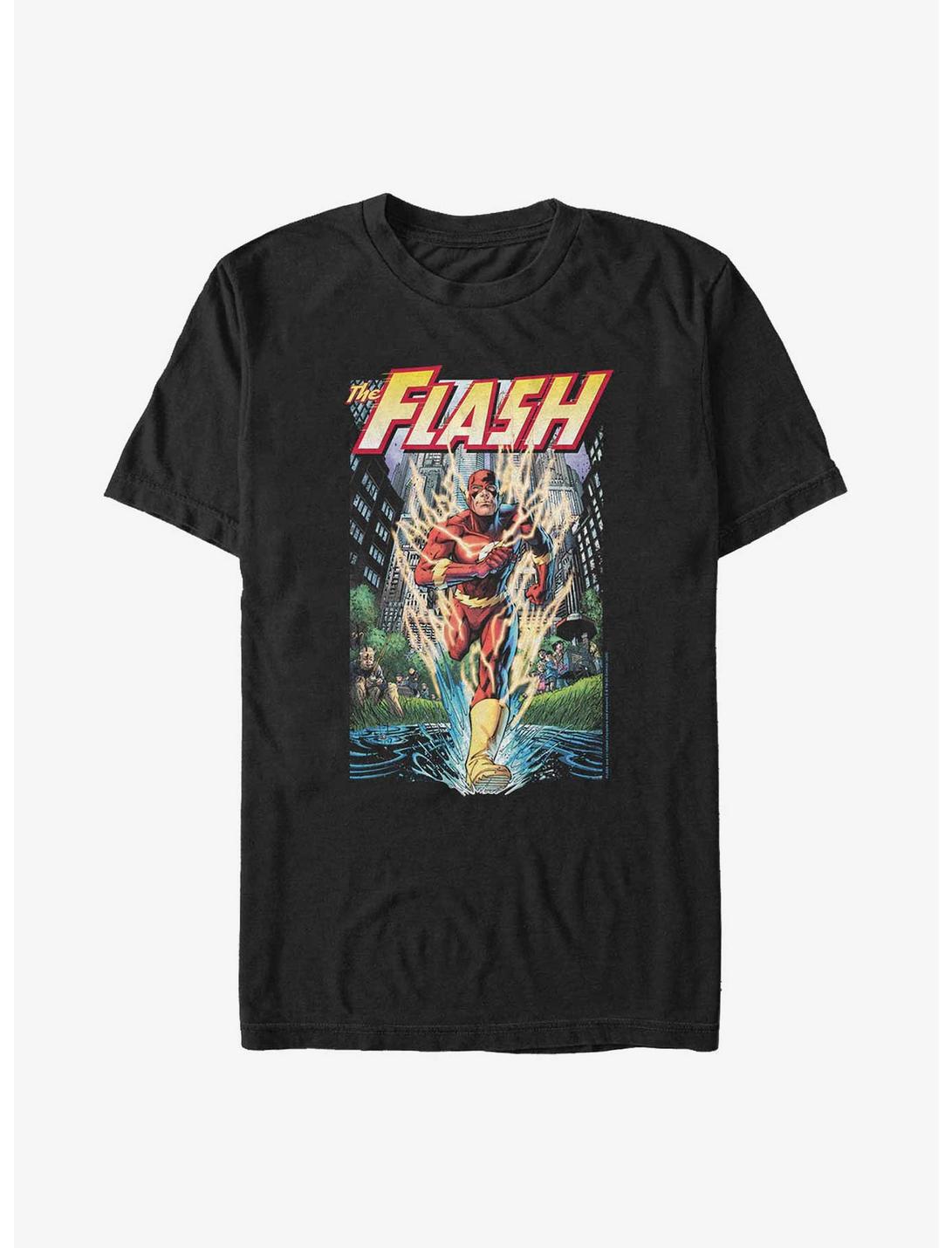 DC Comics The Flash City Run Poster Big & Tall T-Shirt, BLACK, hi-res