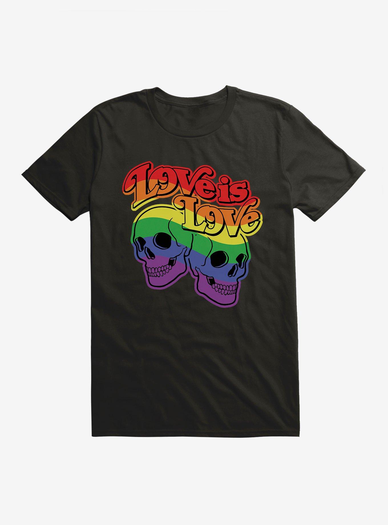 Pride Love Is Love Skulls T-Shirt, BLACK, hi-res