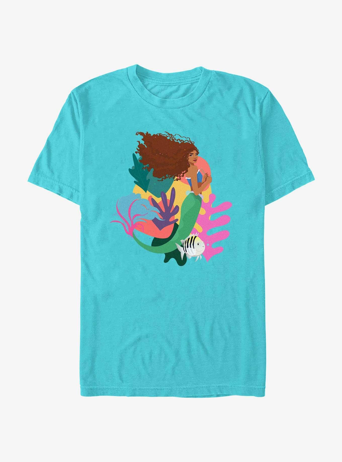 Disney The Little Mermaid Live Action Ariel With Flounder T-Shirt, TAHI BLUE, hi-res