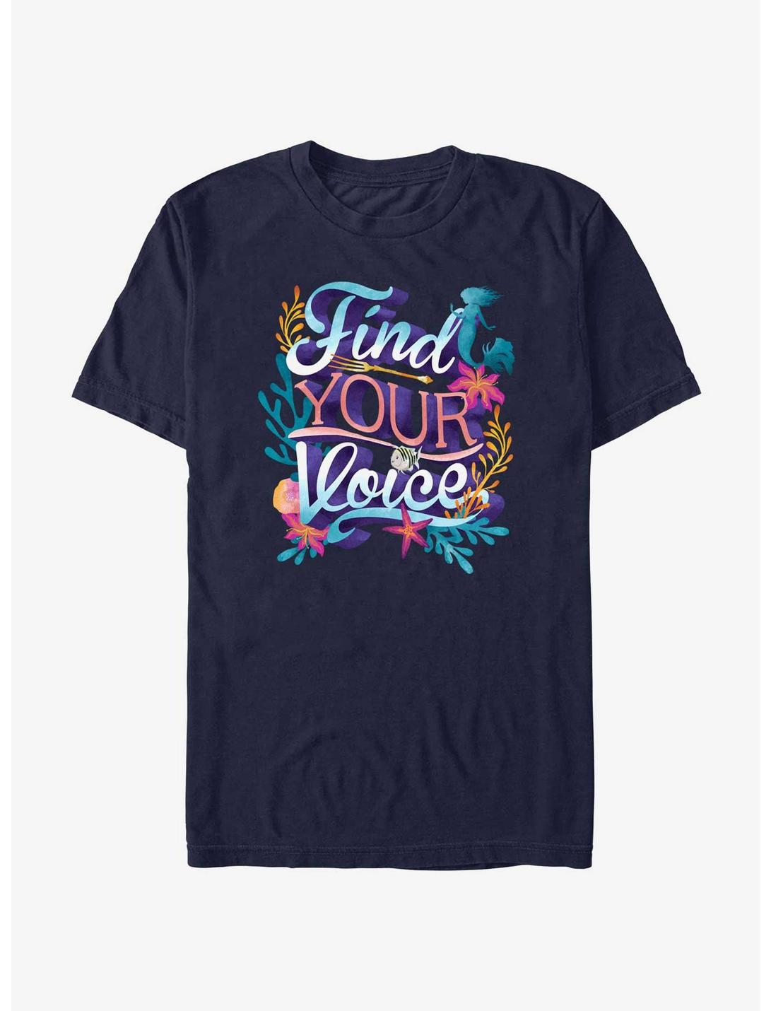 Disney The Little Mermaid Live Action Find Your Voice Sea Floral T-Shirt, NAVY, hi-res