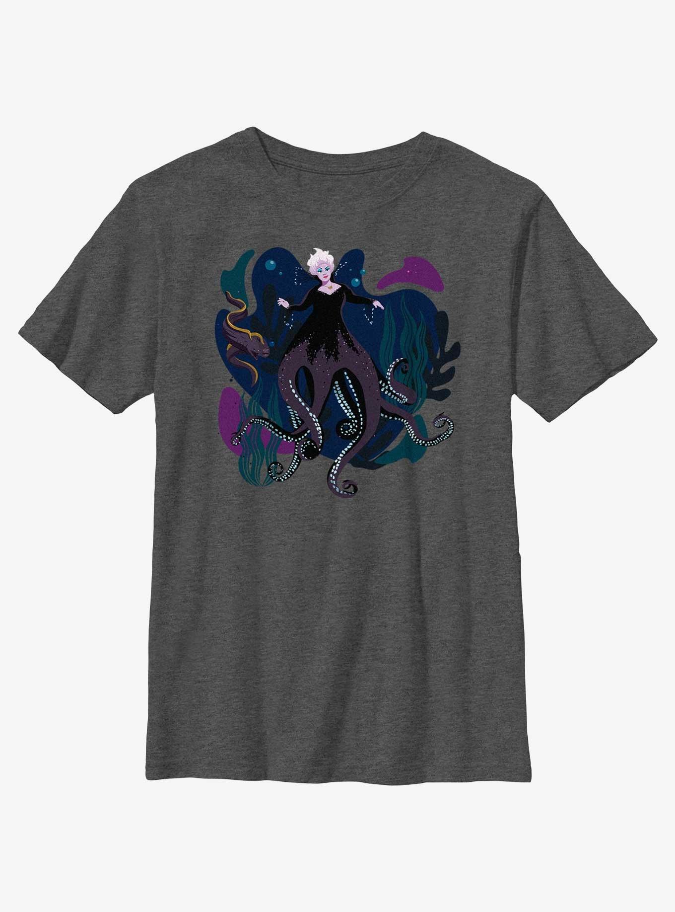 Disney The Little Mermaid Live Action Ursula With Flotsam and Jetsam Youth T-Shirt, CHAR HTR, hi-res