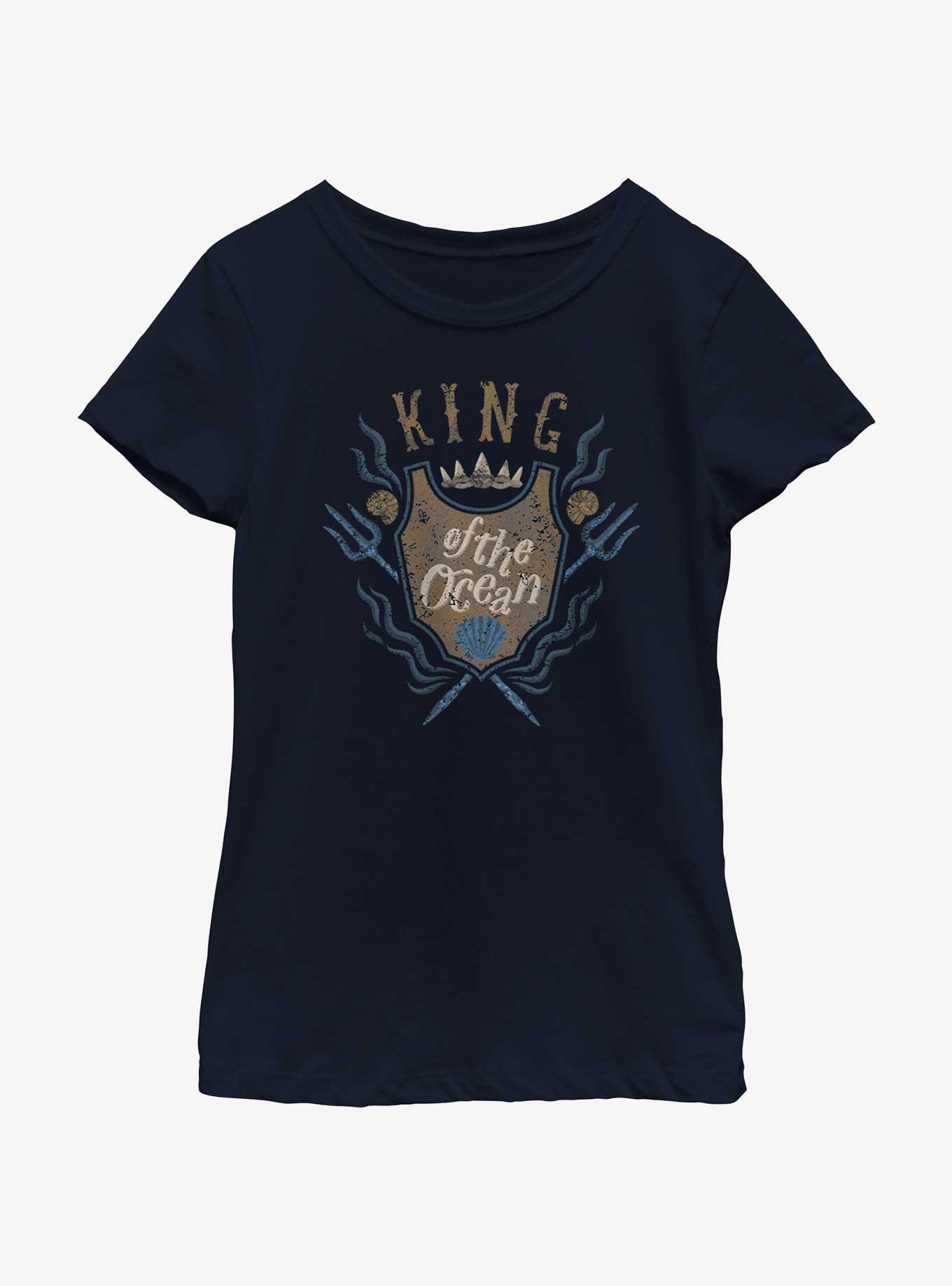 Disney The Little Mermaid Live Action King of the Ocean Youth Girls T-Shirt, NAVY, hi-res