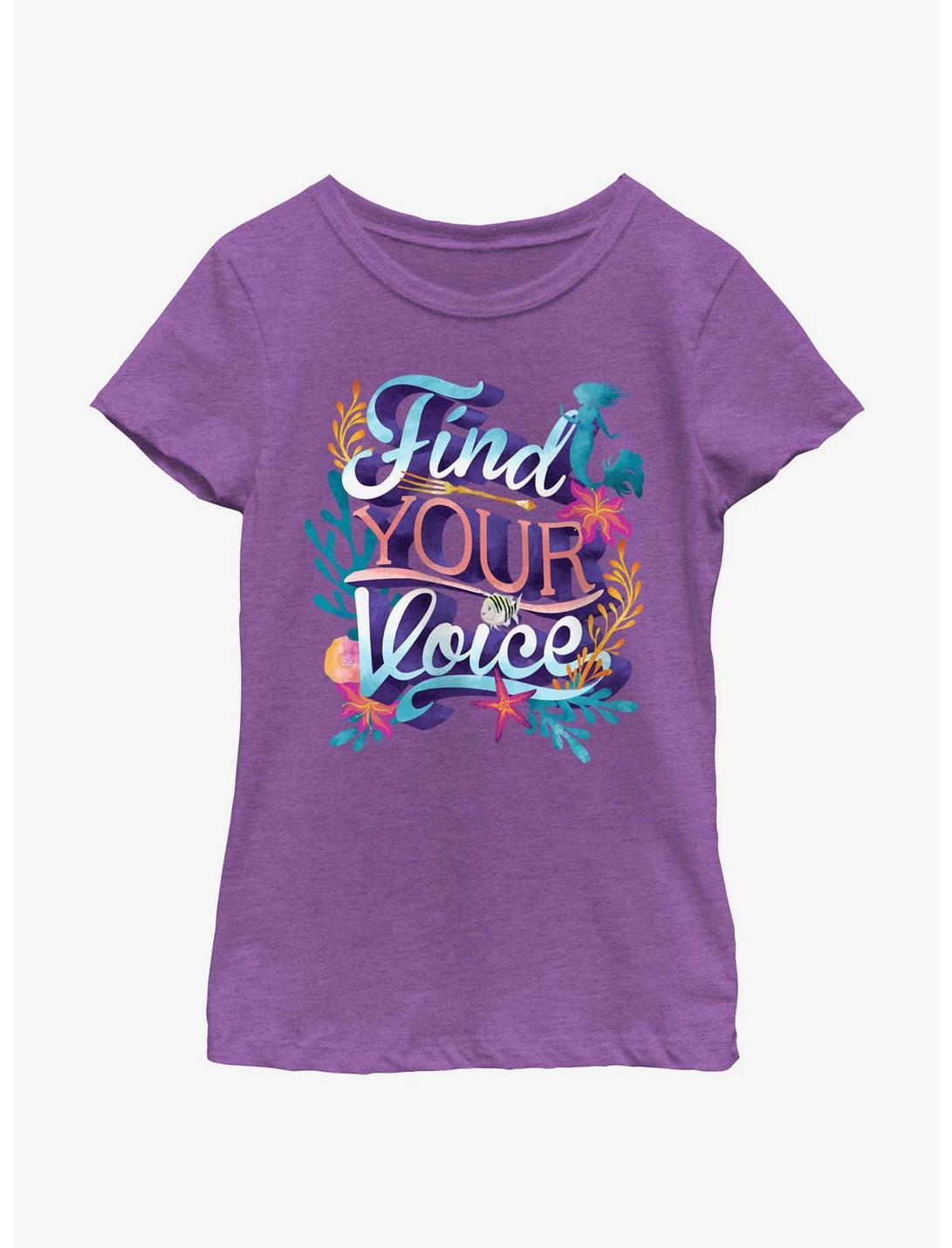 Disney The Little Mermaid Live Action Find Your Voice Sea Floral Youth Girls T-Shirt, PURPLE BERRY, hi-res