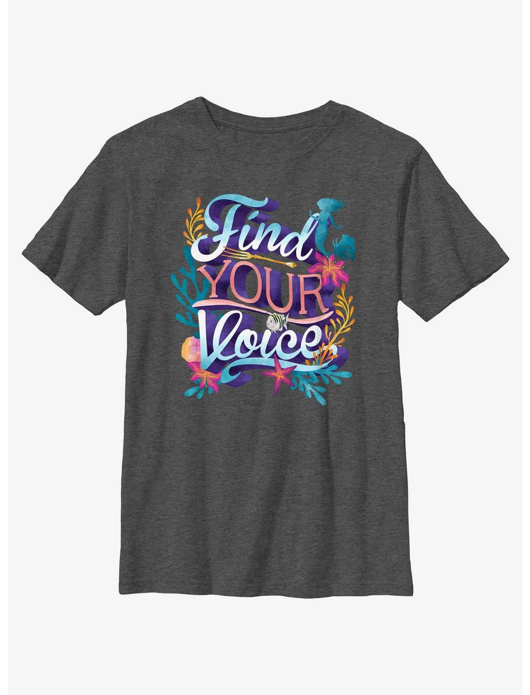 Disney The Little Mermaid Live Action Find Your Voice Sea Floral Youth T-Shirt, CHAR HTR, hi-res
