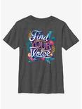 Disney The Little Mermaid Live Action Find Your Voice Sea Floral Youth T-Shirt, CHAR HTR, hi-res