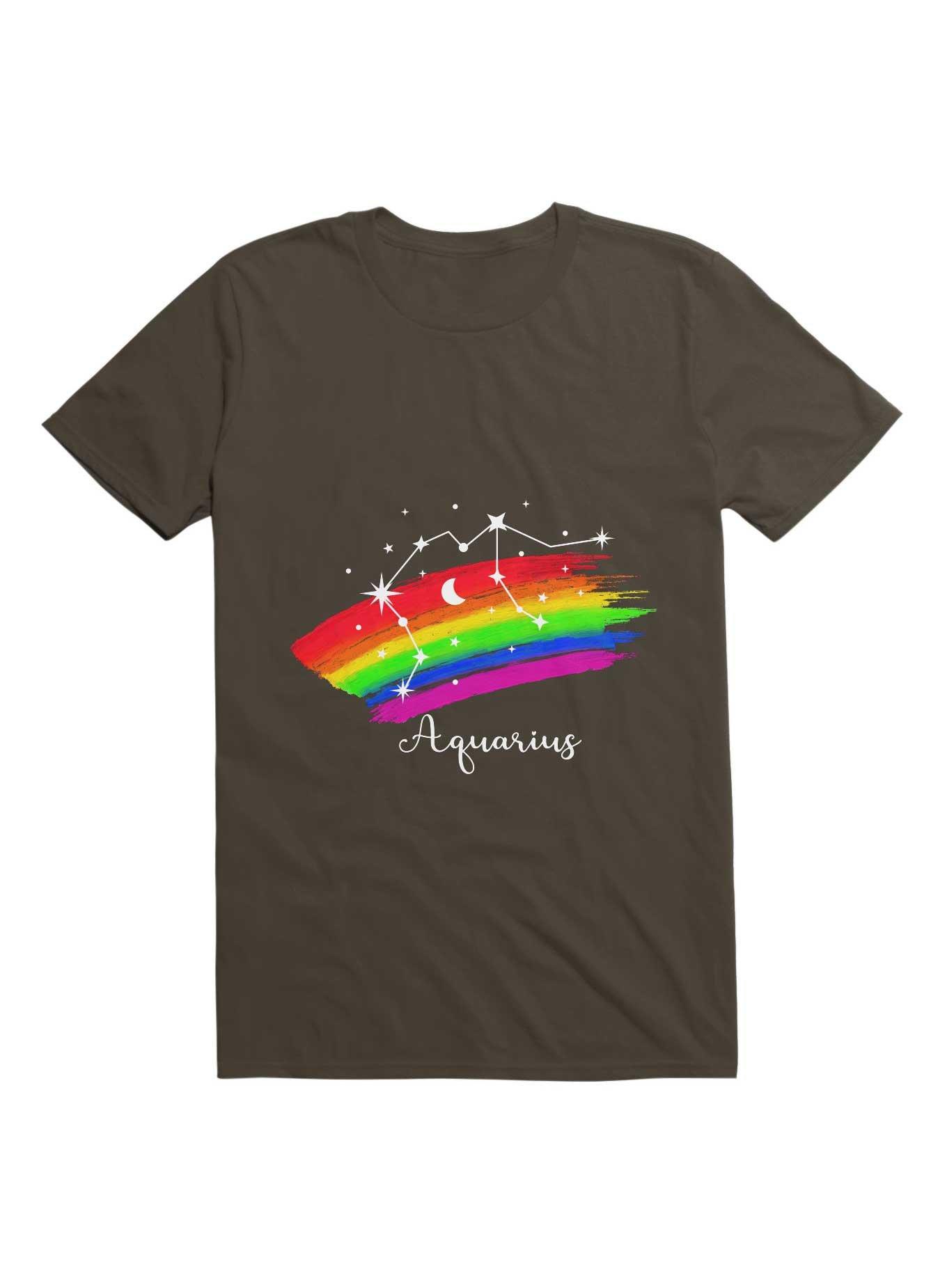 Aquarius Astrology Zodiac Sign LGBT T-Shirt, DARK CHOCOLATE, hi-res view 1