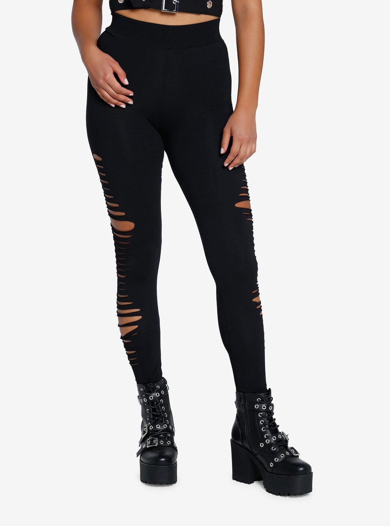 Shredded leggings clearance