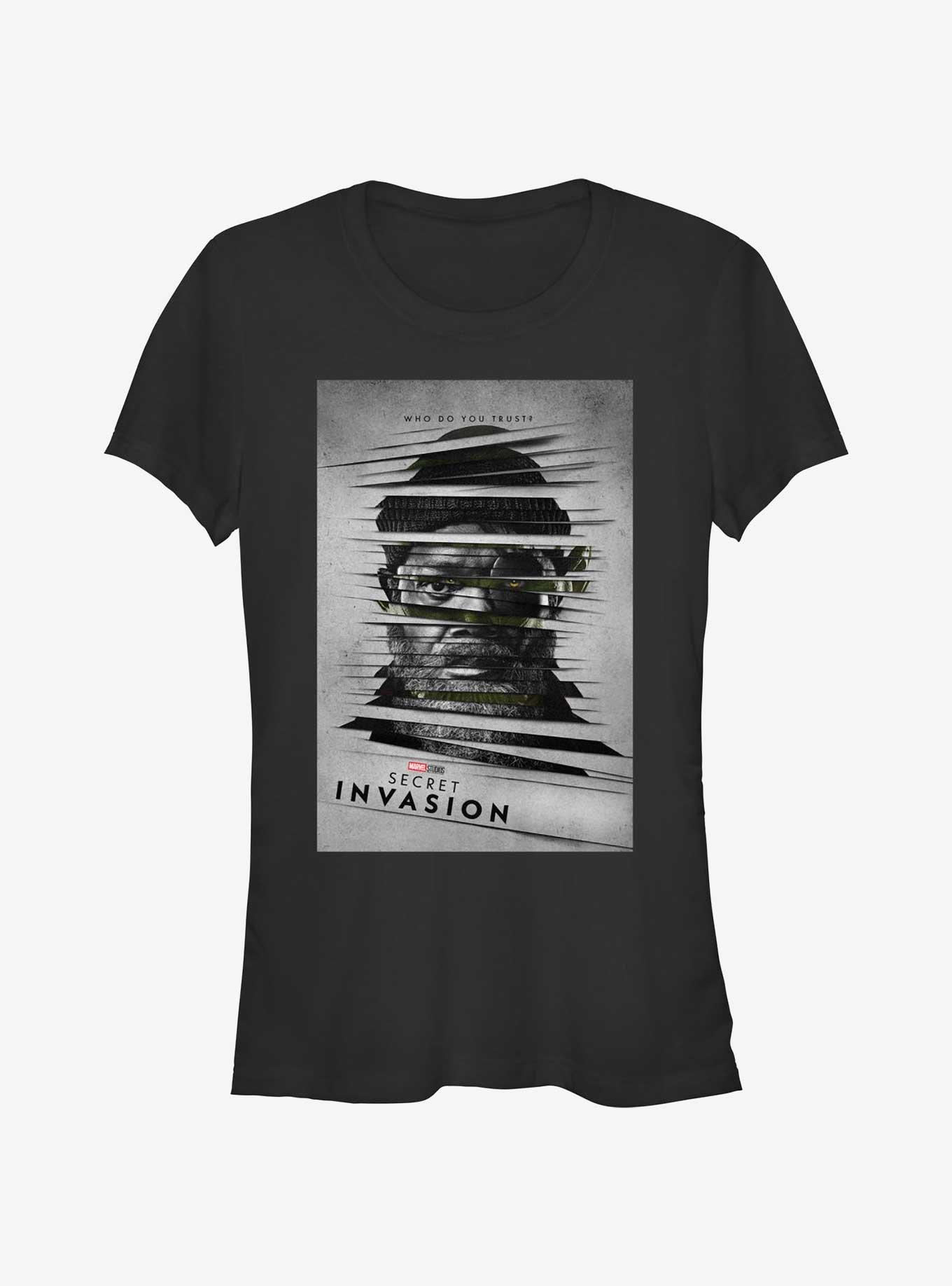 Marvel Secret Invasion Nick Fury Skrull Who Do You Trust Poster Girls T-Shirt, , hi-res