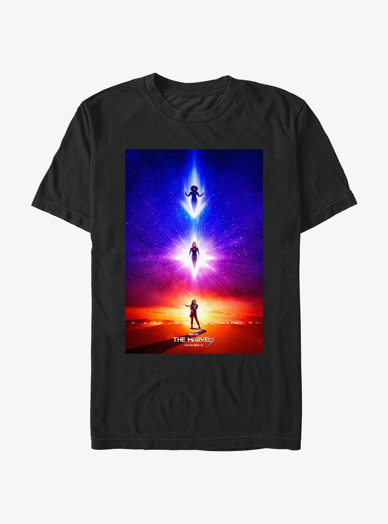 Marvel The Marvels Carol Danvers Kamala Khan and Monica Rambeau Superhero Poster T-Shirt, , hi-res