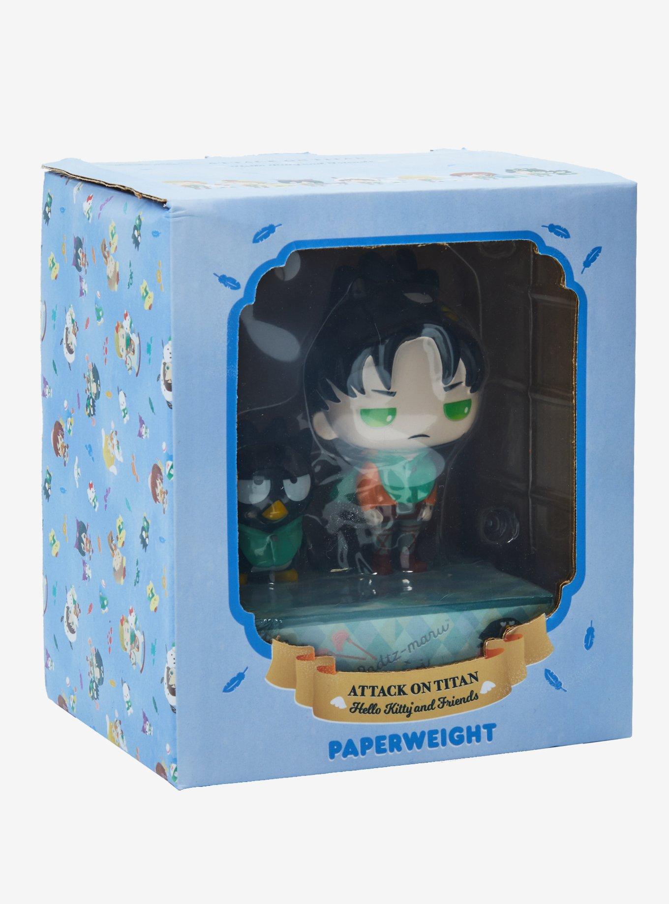 Sanrio Hello Kitty and Friends x Attack on Titan Badtz-Maru & Levi Paperweight Figure