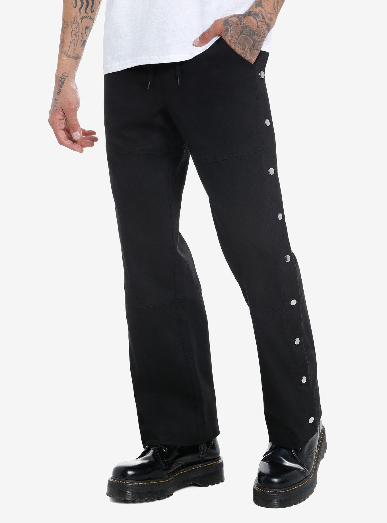 Black Snap-Button Sweatpants | Hot Topic