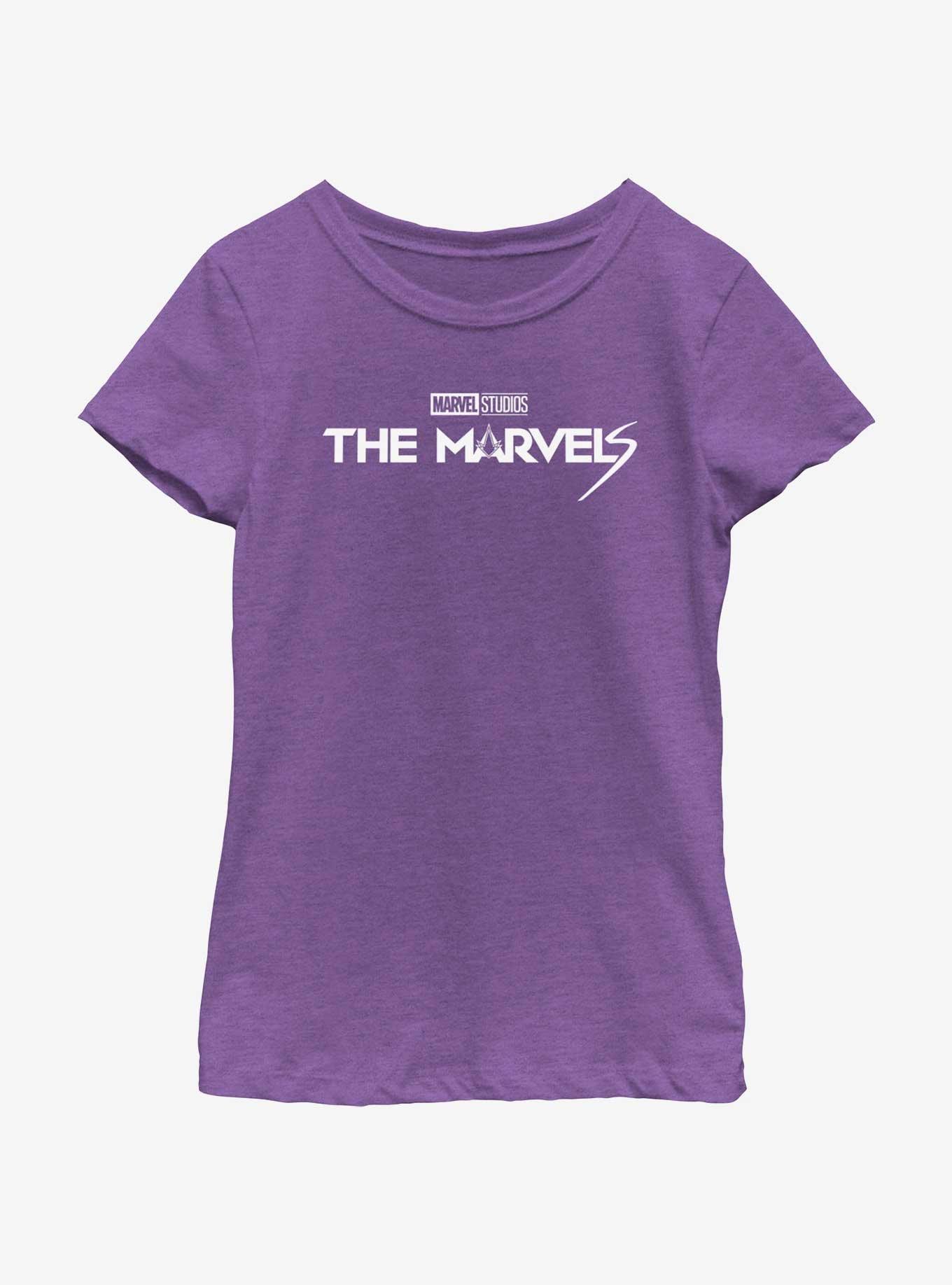 Marvel The Marvels Logo Girls Youth T-Shirt, PURPLE BERRY, hi-res