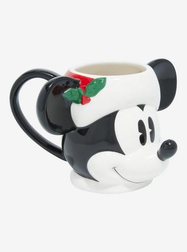 Disney White & Black Mickey Mouse Ear-Shaped Handle Ceramic Mug, 20 oz.