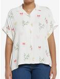 Her Universe Disney Mickey Mouse & Minnie Mouse Floral Woven Button-Up Her Universe Exclusive, FLORAL - IVORY, hi-res