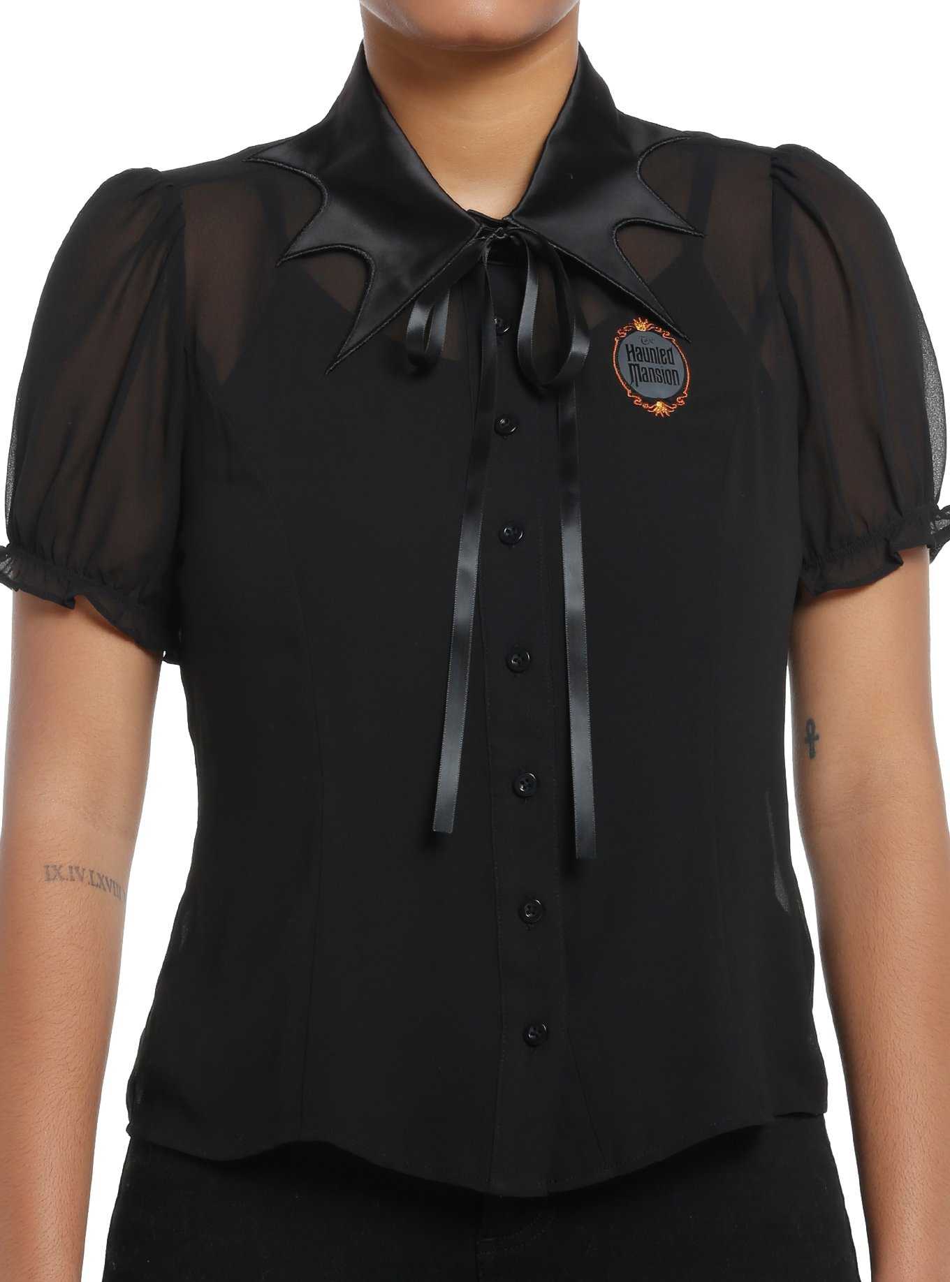 Her Universe Disney The Haunted Mansion Bat Collar Woven Button-Up Her Universe Exclusive, , hi-res