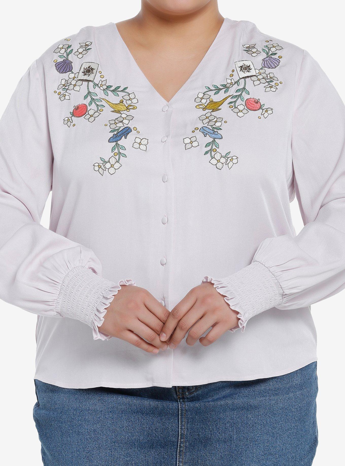 Her Universe Disney Princess Icons Woven Button-Up Plus Size Her Universe Exclusive, SOFT LAVENDAR, hi-res
