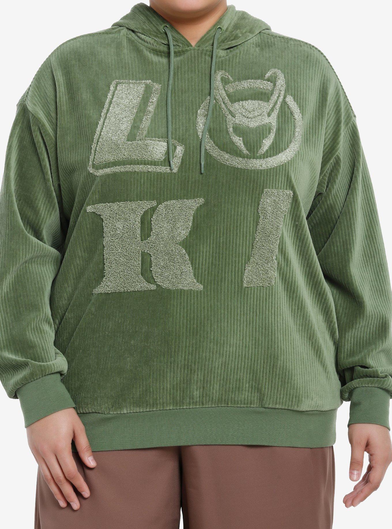 Her Universe Marvel Loki Ribbed Velvet Hoodie Plus Size Her Universe Exclusive, , hi-res