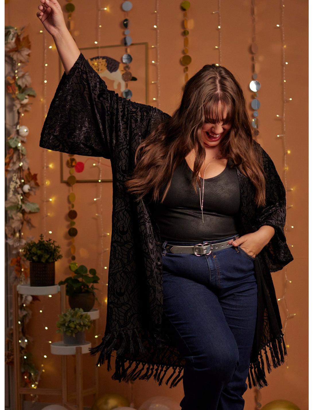 Her Universe Star Wars Rebel Icons Flocked Duster Plus Size Her Universe Exclusive, BLACK, hi-res