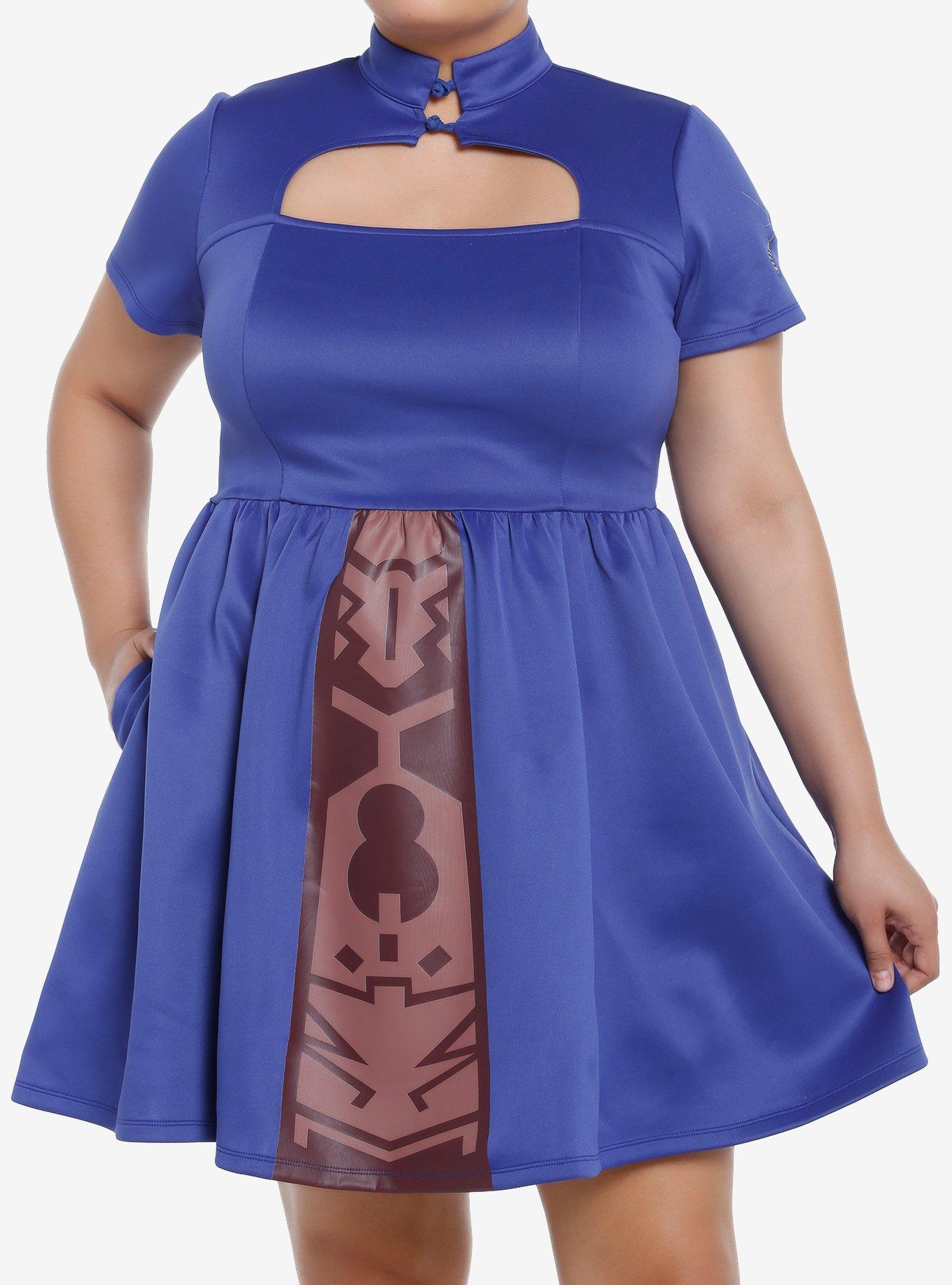 Her Universe Star Wars Asajj Ventress Dress Plus Size Her Universe Exclusive, NAVY  RED, hi-res