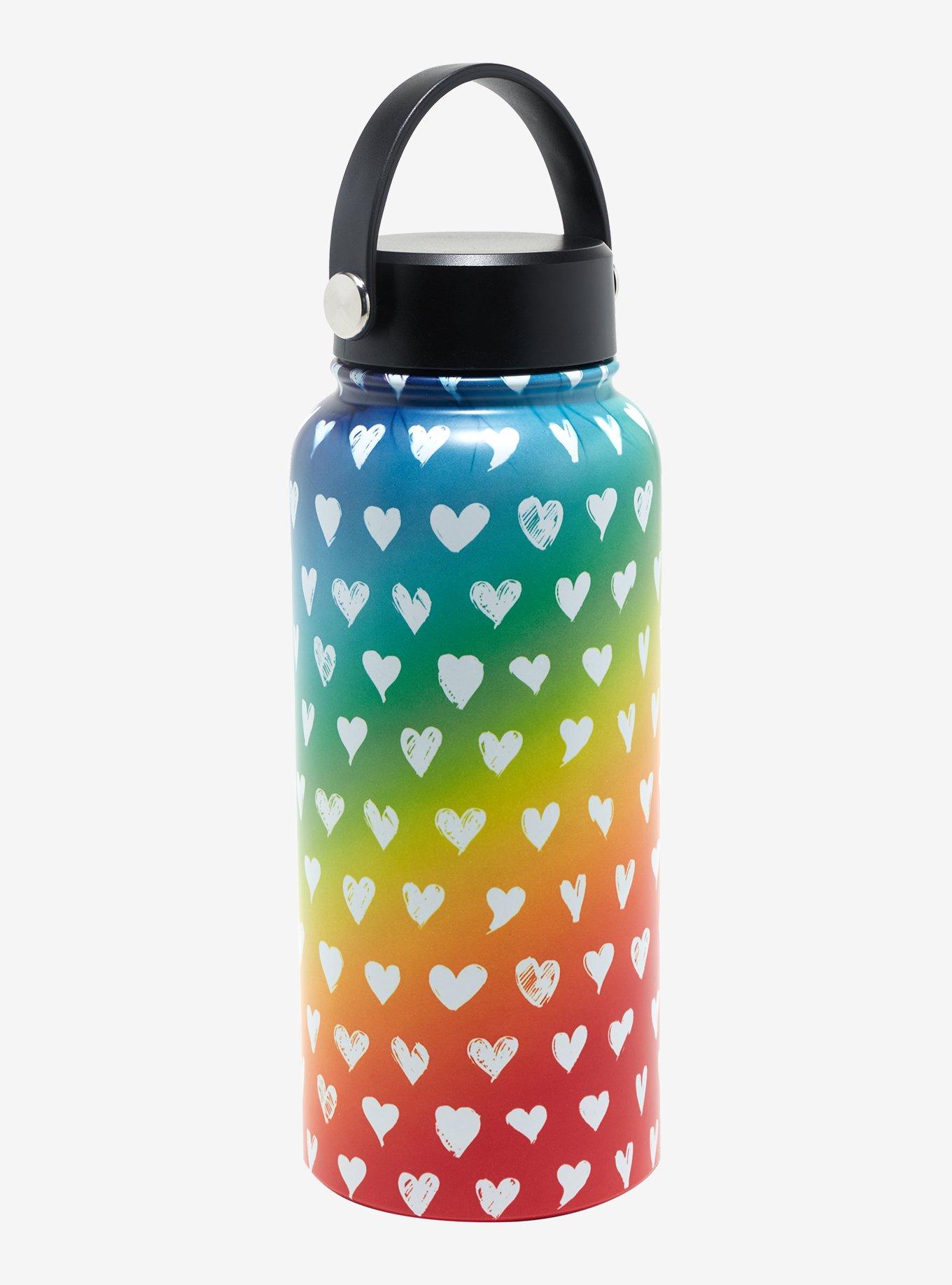 Rainbow Hearts Steel Double Wall Insulated Water Bottle, , hi-res