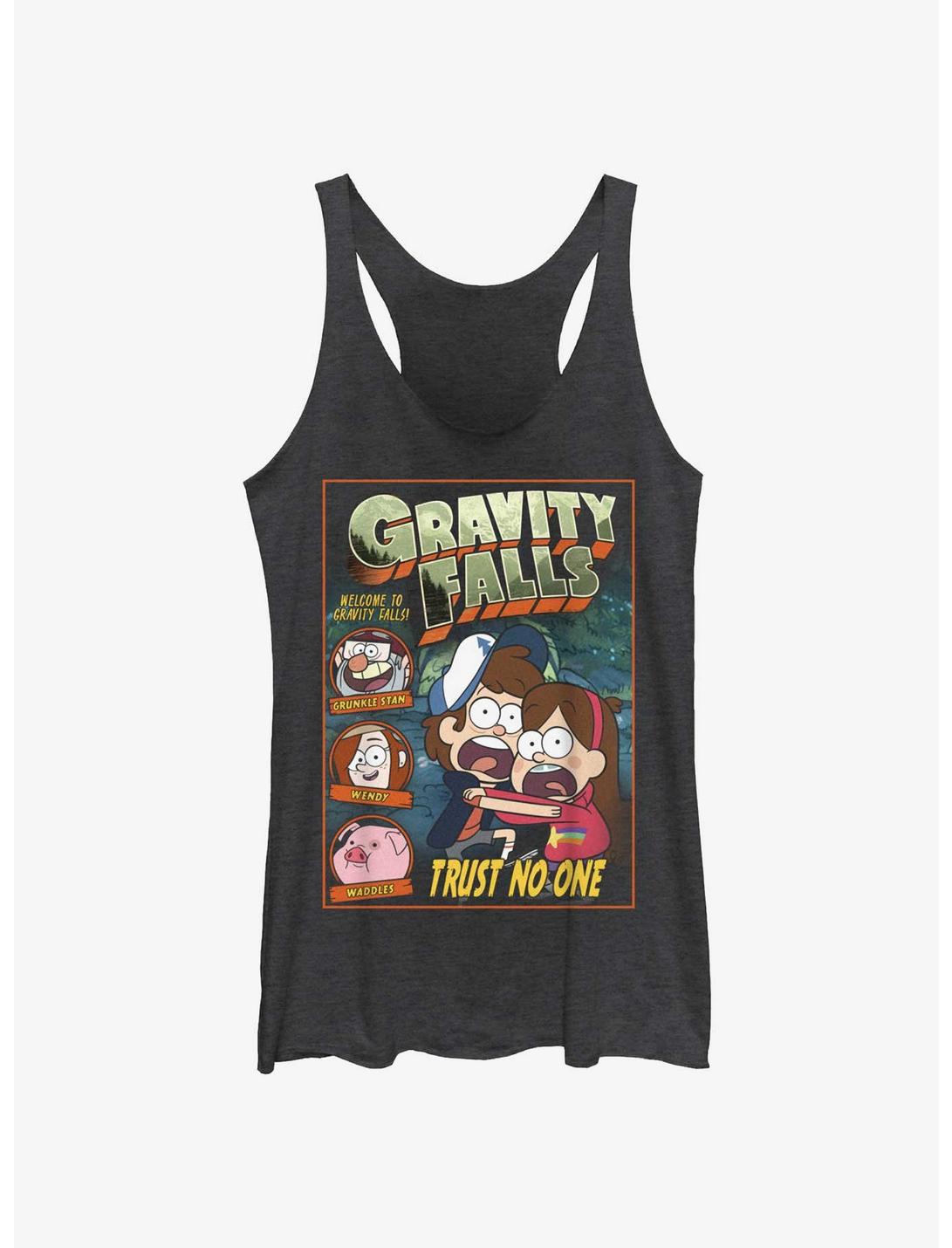 Disney Gravity Falls Trust No One Comic Cover Womens Tank Top, BLK HTR, hi-res